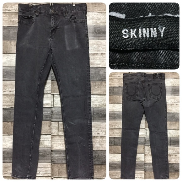 True Religion Skinny Jeans Men’s 34x31 Gray Denim Stretch Casual (Read Desc) - Picture 1 of 12